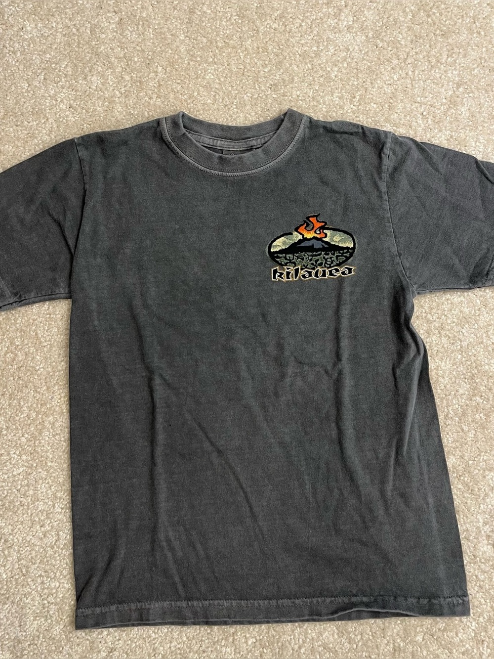 Crazy Shirts Tshirt Youth Medium Gray Kilauea Hawaii Cotton Tee Volcano Graphic